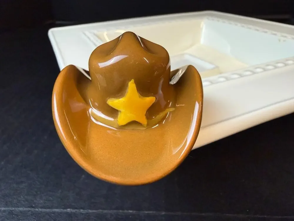 Nora Fleming Retired Mini - A121 Sheriff Cowboy Hat w/ Yellow Star Topper *Read*